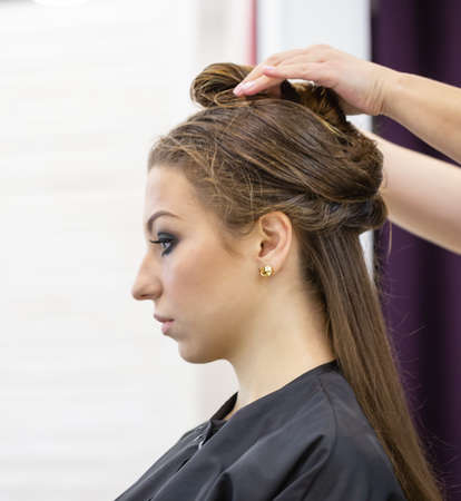 Hair styling at the hairdresserの写真素材