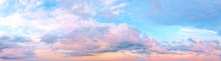 Sunset pink sky with clouds. Panoramaの写真素材