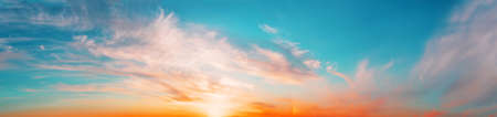 Panorama of morning dramatic skyの写真素材