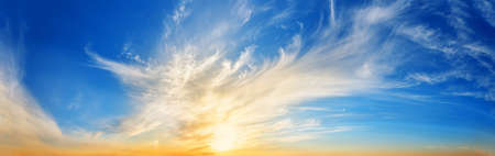 Panorama of colorful sunset dramatic skyの写真素材