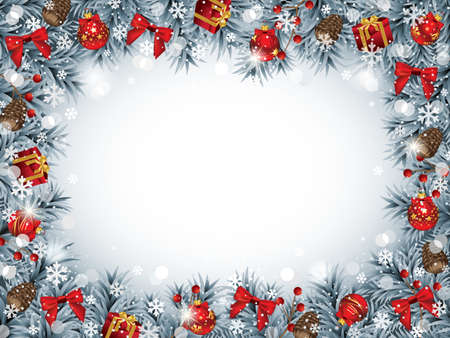 Christmas Frame with lots of Decorative Ornamentsのイラスト素材