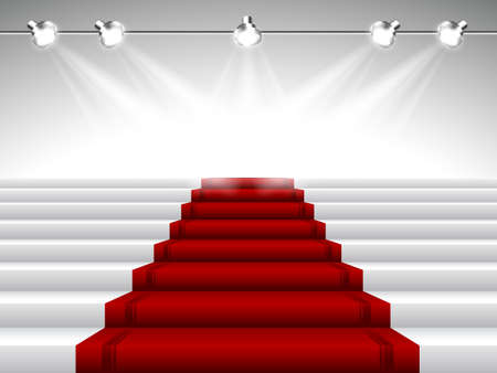 Red Carpet under Spotlightsのイラスト素材