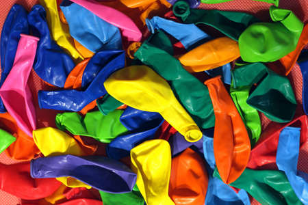 Colorful air balloons. Balloons are lowered, laid out and prepared for the holiday.の写真素材