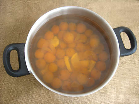 Saucepan with compote isolated on the white backgroundの写真素材