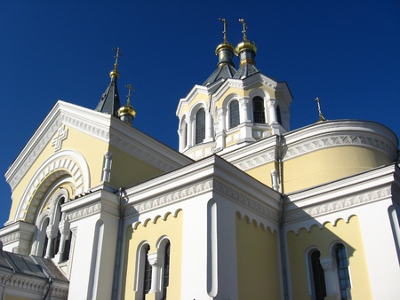 Beautiful church on a background of the blue skyの写真素材