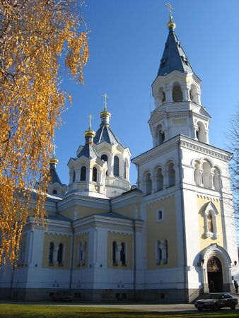 Beautiful church on a background of the blue skyの写真素材