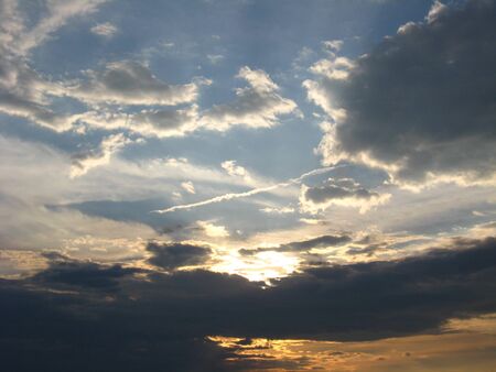 Evening landscape with cloudsの写真素材