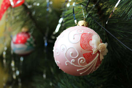 image of New Year's toys on the treeの写真素材