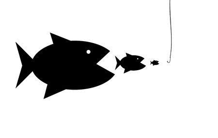 image of Silhouettes of fishes devouring each otherの写真素材