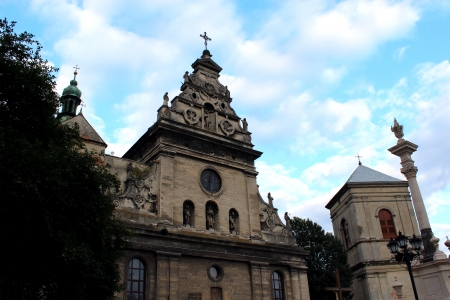 beautiful Bernardine Church in Lviv in Ukraineの写真素材