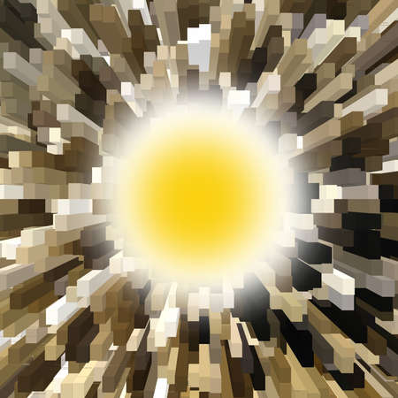 big yellow abstract explosion on the brown and white texture