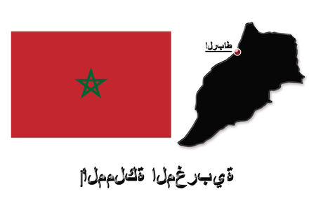 map of Kingdom of Morocco in colors of its flag isolated on whiteの写真素材