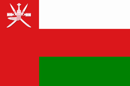 National flag of Sultanate of Oman with its emblemの写真素材