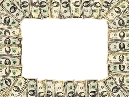 Frame from the dollars isolated on the white backgroundの写真素材