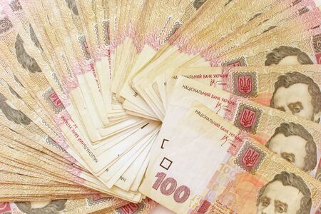 background of Ukrainian money of value 100の写真素材