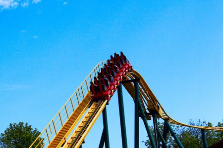 attraction small roller-coaster in Kharkiv in Ukraineのeditorial素材