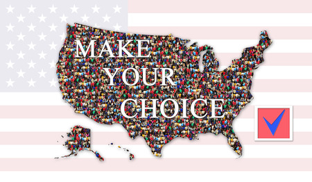 appeal to make choice on presidential election 2016 in USA. Material for election campaign with map of USAの写真素材