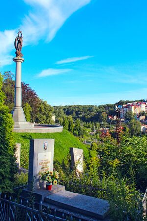 Lychakiv Cemetery with chapel and graves in Lvivのeditorial素材