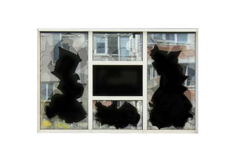 broken window on the white