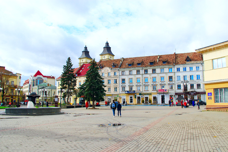 European town Ivano-Frankivsk Western Ukraine. Ivano-Frankivsk city views: the central part of the cityのeditorial素材