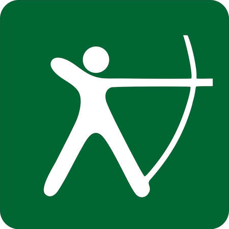 Sports illustration of archery. Image of sport. Icon of sports. Kinds of sports. Sportive icons. Human silhouette in sport. Man with bow.の写真素材