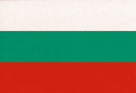 Flag of Bulgaria. Bulgarian flag on fabric surface. Bulgarian national flag on textured background. fabric texture. Republic of Bulgariaの写真素材