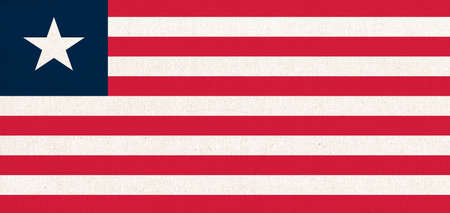 Flag of Liberia. national symbol of Liberia. fabric texture. State flag of Liberia on textured backgroundの写真素材