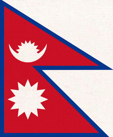 Flag of Nepal. Nepal flag on fabric surface. fabric texture. National symbol of Nepal. Federal Democratic Republic of Nepalの写真素材