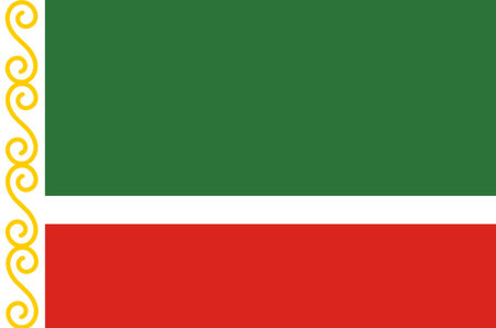 Flag of Chechnya. Chechen national flag. National symbol of Chechnya. Chechen Republic flag. Caucasian countryの写真素材
