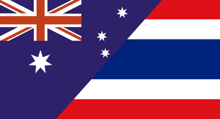 Flag of Australia and Thailand. Two Flags Together. Australian and Thai national flags. Australian-Thai relations. Sports competitions. Diplomatic relationsの写真素材