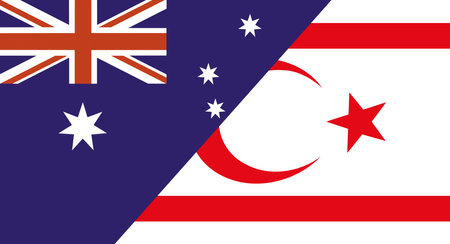 Flag of Australia and Turkish Republic of Northern Cyprus. Two Flags Together. Australian and Turkish Republic of Northern Cyprus national flags. Australian-Northern Cyprus relationsの写真素材