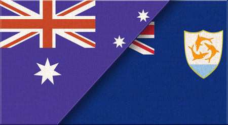 Flag of Australia and Anguilla. Two Flags Together Australian and Anguilla. Sports competitions between countries. Political relations between Australia and Anguilla. 3D illustration. Fabric Textureの写真素材