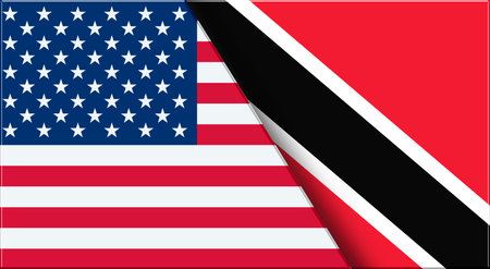 Double Flag of USA and Trinidad and Tobago. United States and Trinidadian National flags. 3D illustration. Illustration of Double Flag. Two Flags Togetherの写真素材