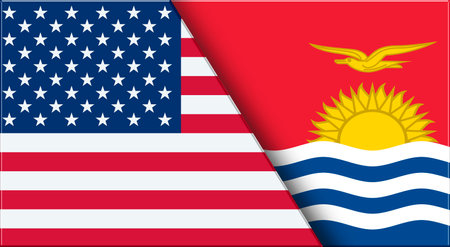Double Flag of USA and Kiribati. United States and Kiribatian National flags. 3D illustration. Illustration of Double Flag. National symbol. Two Flags Togetherの写真素材