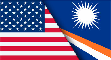 Double Flag of USA and Marshall Islands. United States and Marshall Islands National flags. 3D illustration. Illustration of Double Flag. Two Flags Togetherの写真素材