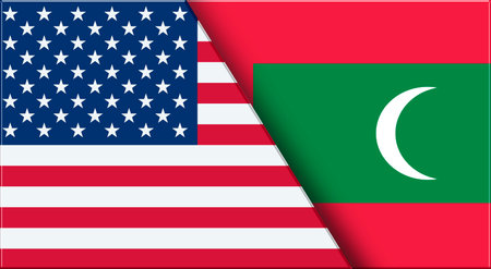 Double Flag of USA and Maldives. United States and Maldivian National flags. 3D illustration. Illustration of Double Flag. National symbol. Two Flags Togetherの写真素材