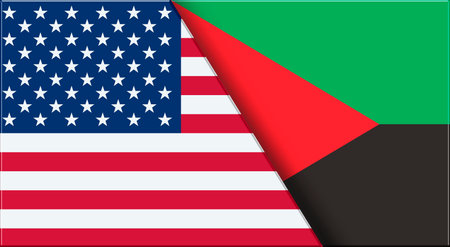 Double Flag of USA and Martinique. United States and Martinique National flags. 3D illustration. Illustration of Double Flag. National symbol. Two Flags Togetherの写真素材