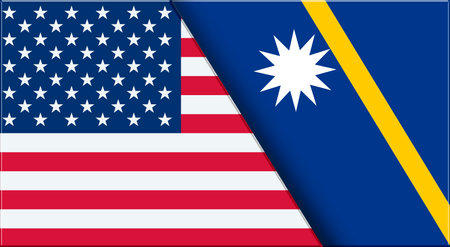 Double Flag of USA and Nauru. United States and Nauru National flags. 3D illustration. Illustration of Double Flag. National symbol. Two Flags Togetherの写真素材