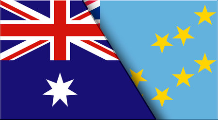 Double Flag of Australia and Tuvalu. Australian and Tuvalu National flags. 3D illustration. Illustration of Double Flag. National symbol. Two Flags Togetherの写真素材