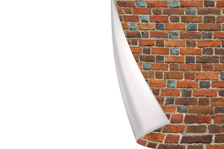 A brick wall with a curled edge.の写真素材