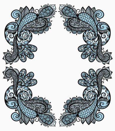 vector vintage paisley frame のイラスト素材