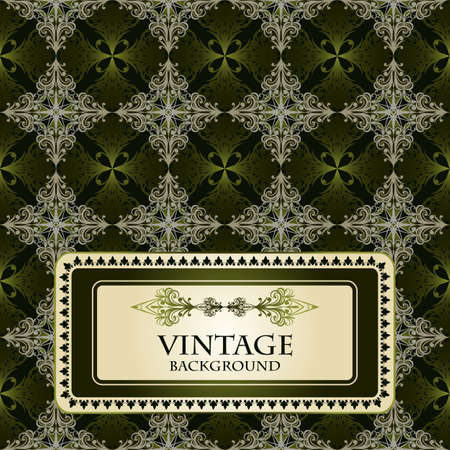 vector seamless vintage pattern,golden and greenのイラスト素材