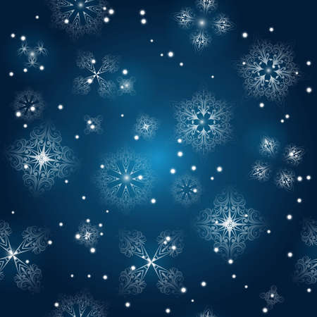  seamless background with snowflakes at the winter sky, clipping mask, snowflakes can used separatelyのイラスト素材