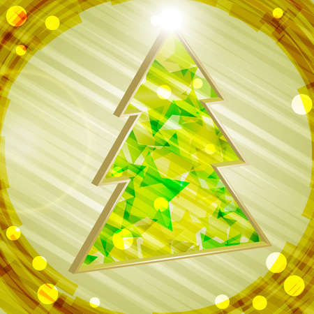 3d christmas fir tree with shiny starsのイラスト素材