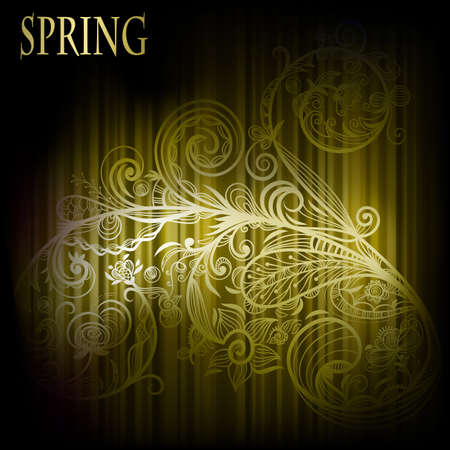  background with abstract floral element and stripes and place for your textのイラスト素材