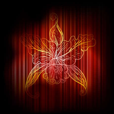 vintage lily on abstract background with stripesのイラスト素材
