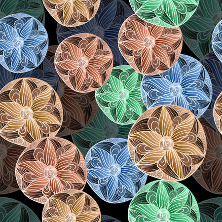 seamless pattern with abstract flowersのイラスト素材