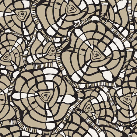 seamless pattern with abstract doodle flowersのイラスト素材