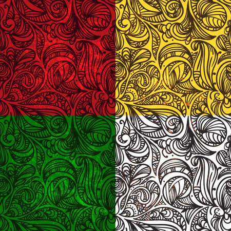 vector abstract seamless floral  patterns on different colorful backgroundsのイラスト素材