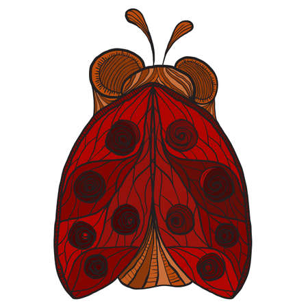 vector stylized funky ladybug with red wings and dotsのイラスト素材
